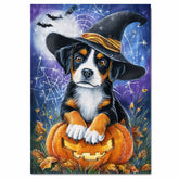 Greater Swiss Mountain Dog Halloween Puppy Canvas Wall Art Dog Lover Gift for Fall Seasonal Home Decoration on Ready to Hang 1.5" Thick Canvas Wrap, Floating Framed Canvas, Flat Rolled Canvas
